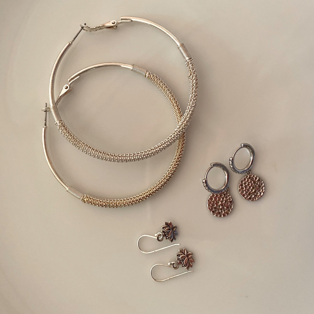 Lot of 3 silver earrings boho chic